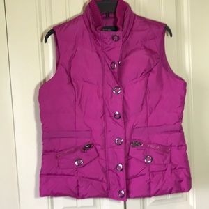 Style & co petite sport pink down/feather puffer vest